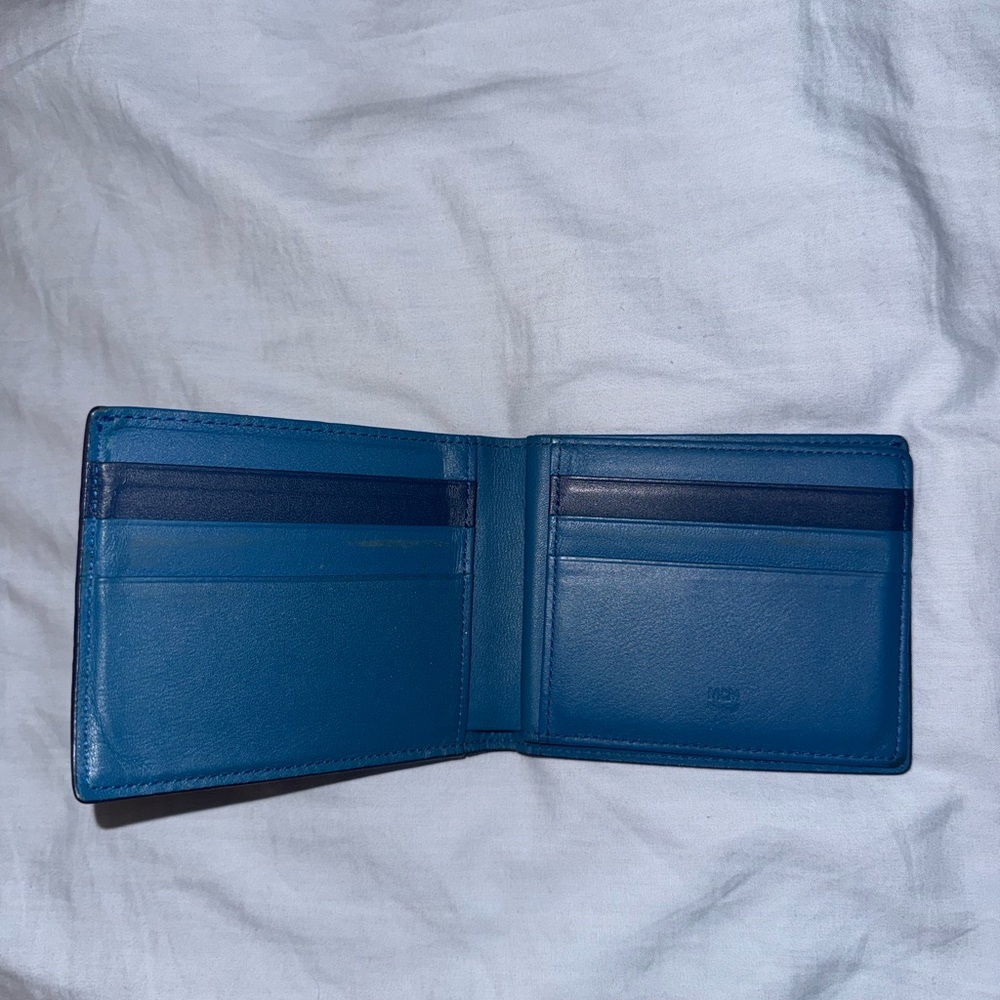 MCM Navy Embossed Leather Wallet - Picture 4 of 8